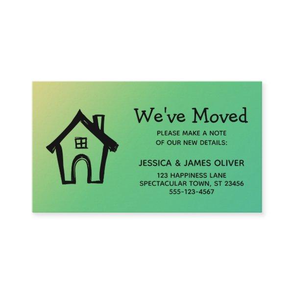 Little House "We've Moved" Yellow Green Ombre Card