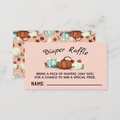 Little Pumpkin Girl Baby Shower Diaper Raffle Card