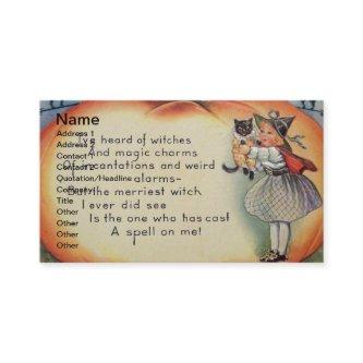 Little Witch & Cat (Vintage Halloween Card)