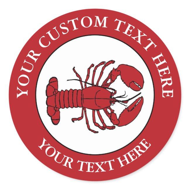 Lobster Custom Text Logo Icon 1 1/2" Classic Round Sticker
