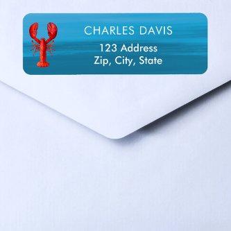 Lobster red blue sea return address label