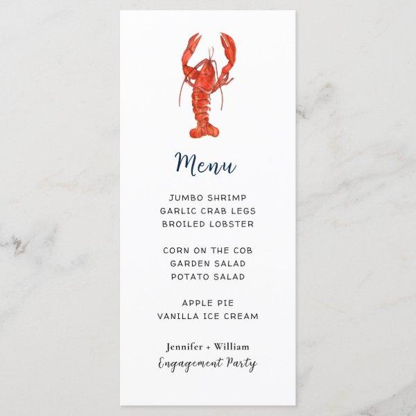Lobster Seafood Party Menu Card