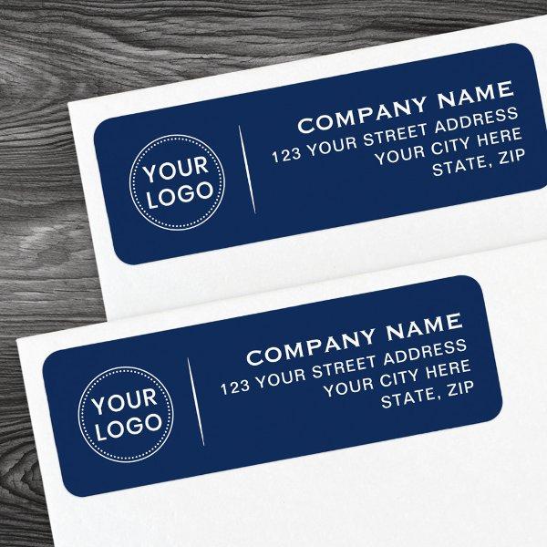 Logo 4 lines of text blue business return address label