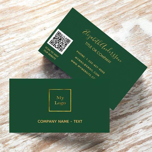 Logo emerald green gold minimalist elegant QR code