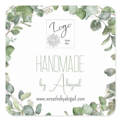 Logo Eucalyptus Handmade Handcrafted QR Code Square Sticker