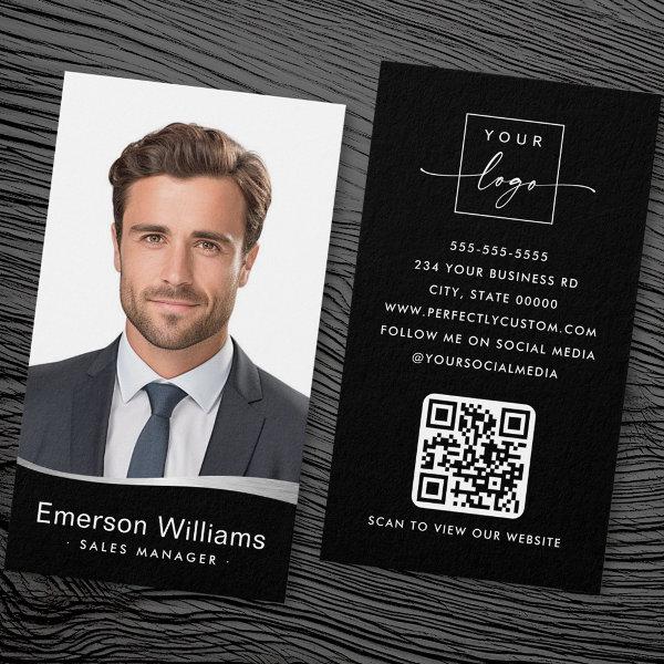 Logo faux silver wave photo QR black