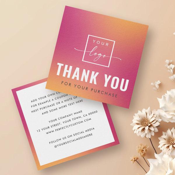 Logo fuchsia square business thank you insert card