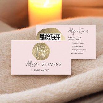 Logo  gold pink hair makeup qr code