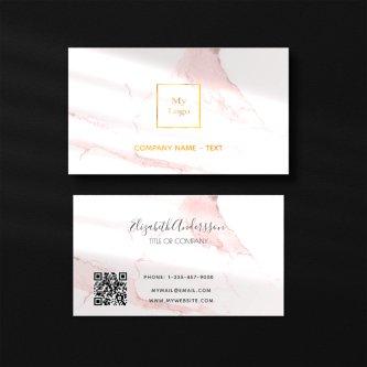 Logo gold pink marble minimalist elegant QR code