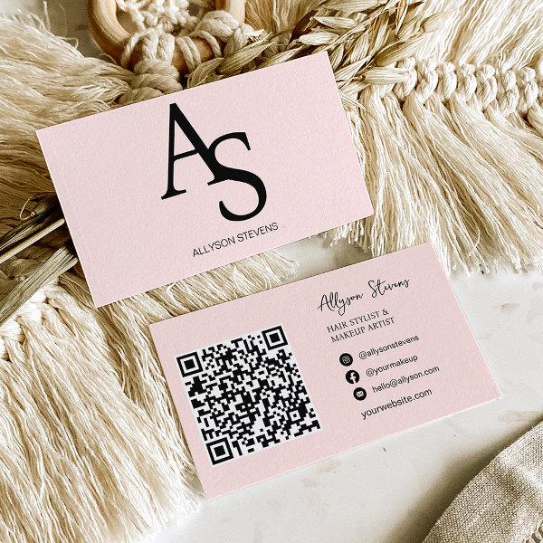 Logo initials Bush pink hair makeup qr code