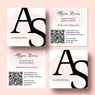 Logo initials pink brush bold makeup qr code  square