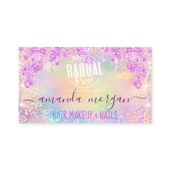Logo Lash Hair Makeup Nails Glitter Drip Gold Pink