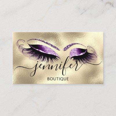 Logo Makeup Boutique Lash Studio Purple Brows Gold