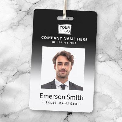 Logo photo black gradient employee name title id badge