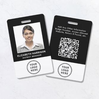 Logo QR Code Employee Photo ID Black Badge