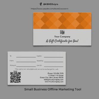 Logo QR Code Gray Black Orange Gift Certificate
