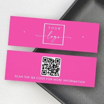 Logo QR code hot pink stud earring display card