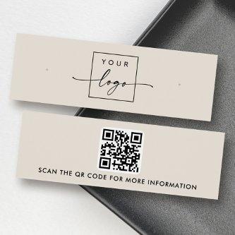Logo QR code light tan stud earring display card