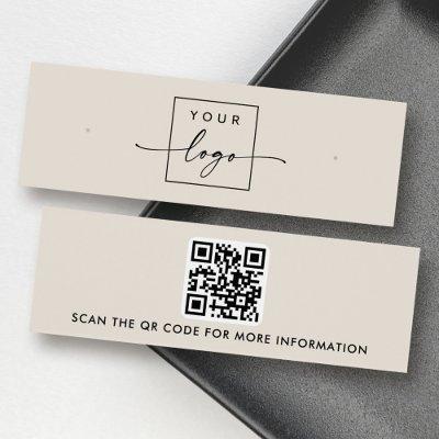 Logo QR code light tan stud earring display card
