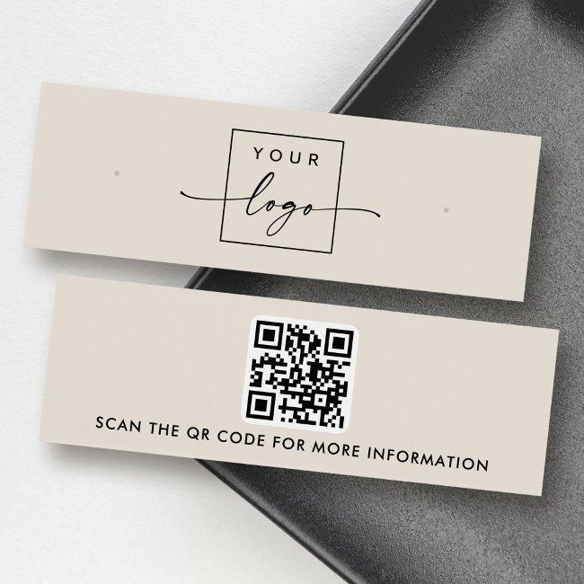 Logo QR code light tan stud earring display card