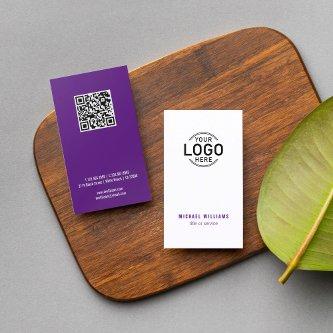 Logo QR Code Minimalist White Purple Custom
