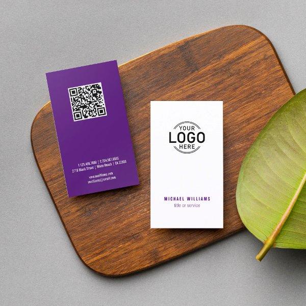 Logo QR Code Minimalist White Purple Custom
