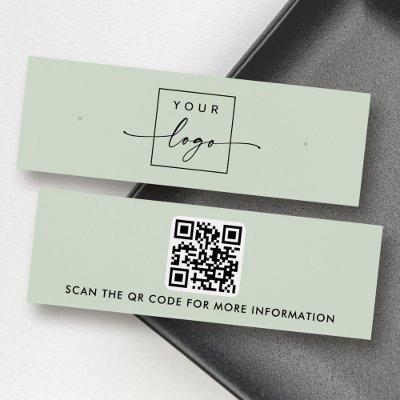 Logo QR code sage green stud earring display card
