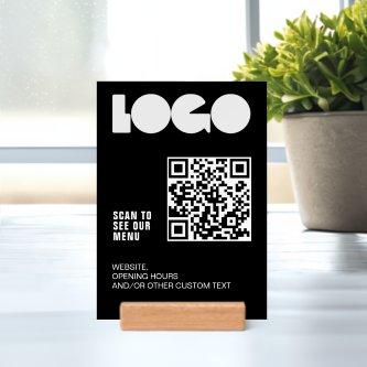 Logo QR code Scan menu Black Restaurant table Holder