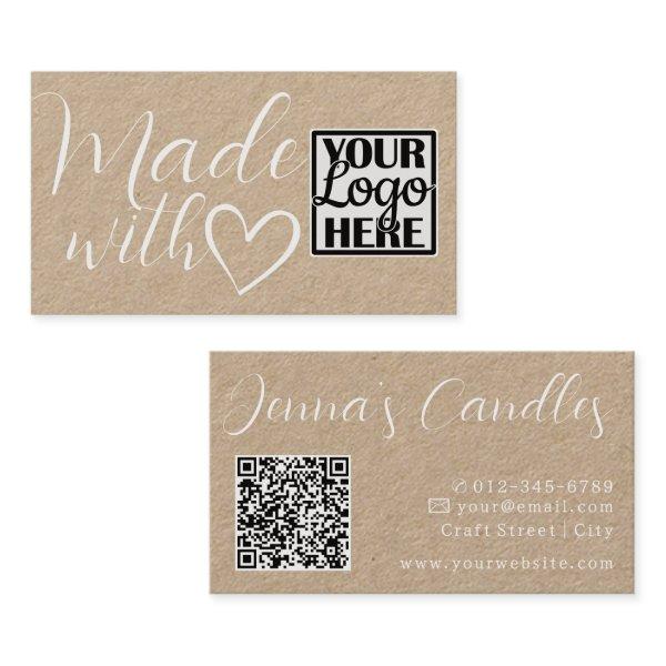 Logo QR Code Simple Kraft Paper Made With Love