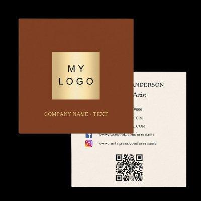 Logo QR code social media rust brown beige Square