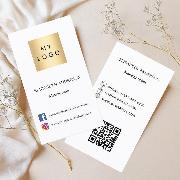 Logo Qr code social media white black premium