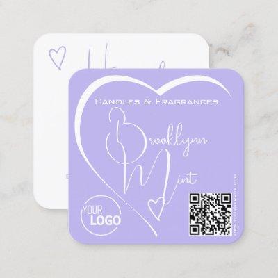 Logo QR Code Template Calligraphy Lilac Heart Square
