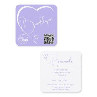 Logo QR Code Template Calligraphy Lilac Heart Square