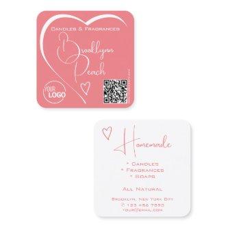 Logo QR Code Template Calligraphy Pink Blush Heart Square