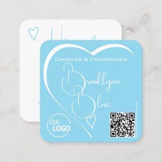Logo QR Code Template Calligraphy Sky Blue Heart Square
