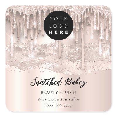 Logo QRCode Online Shop Strokes Rose Drips Square Sticker