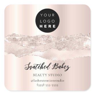 Logo QRCode Online Shop Strokes Rose Glitter Square Sticker