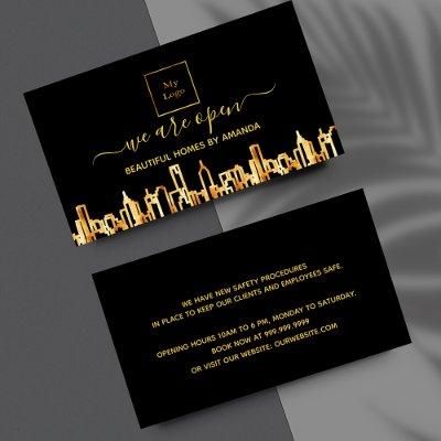 Logo reopening business city home cleaning service