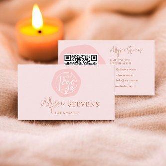 Logo script boho pink hair makeup qr code