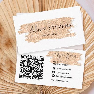 Logo script gold glitter hair makeup qr code