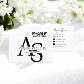 Logo script initials hair makeup qr code