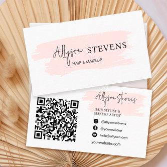 Logo script pink brush hair makeup qr code