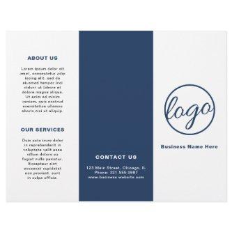 Logo Simple Navy Blue Trifold Brochure