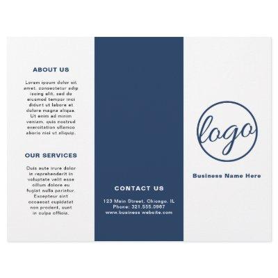 Logo Simple Navy Blue Trifold Brochure