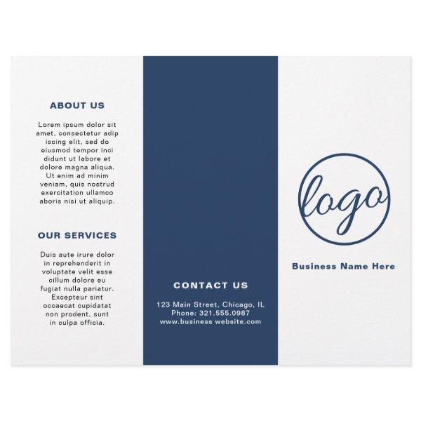 Logo Simple Navy Blue Trifold Brochure