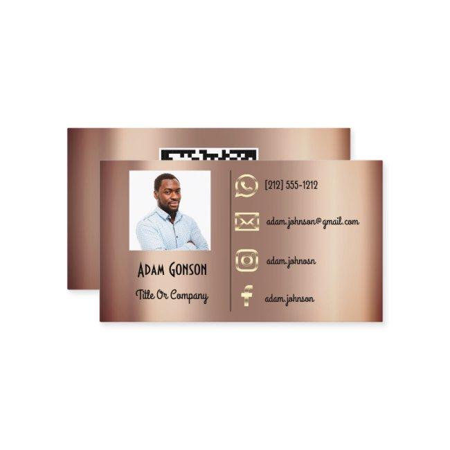 Logo Social Media QR Code Photo Rose Gold Custom