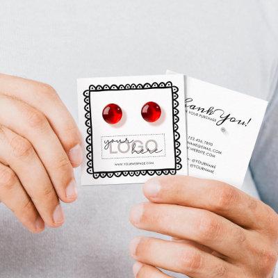 Logo Stud Earrings Doodle Square Card 10 Pack 25