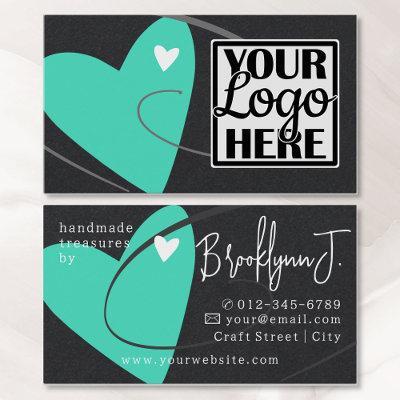 Logo Template Bright Teal Love Heart for Crafters