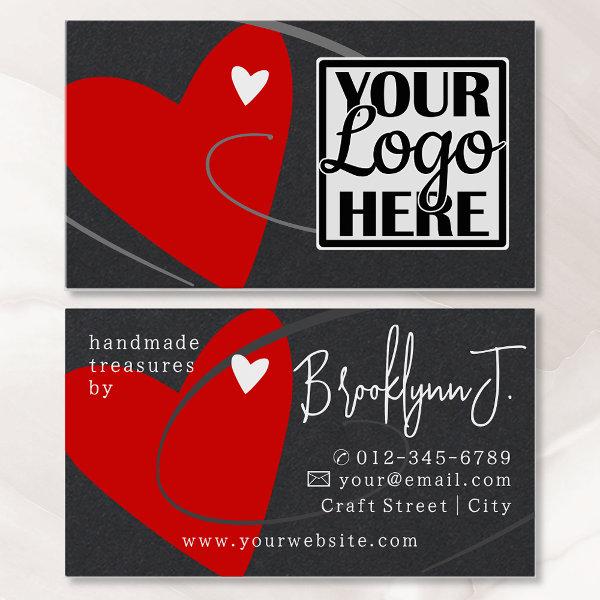 Logo Template Red Made With Love Heart Crafters