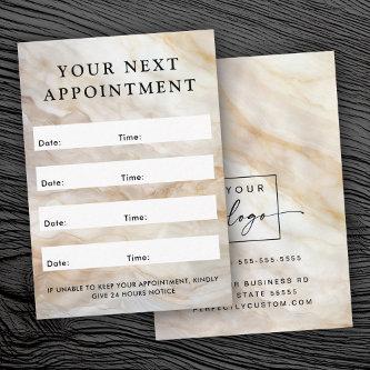 Logo vertical marble look appointment card